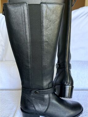 Coach Black Leather Knee-High Riding Boots